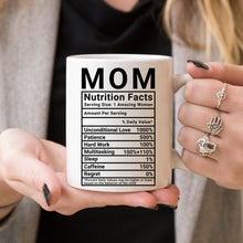 Load image into Gallery viewer, Mother's Day Coffee Mug - Mom Nutrition Facts -