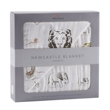 Load image into Gallery viewer, Hear Me Roar Lion and Rhinos and Elephants Newcastle Blanket