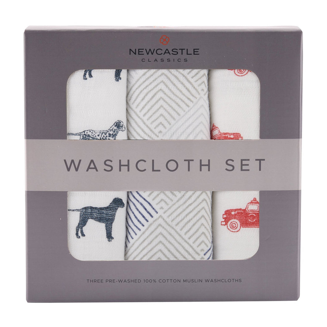 Fire Truck Washcloth Set of 3