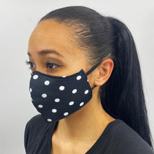 Load image into Gallery viewer, Black and White Polka Dot Face Cover
