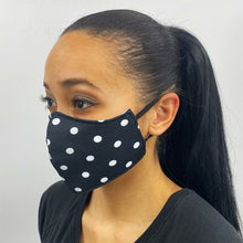 Load image into Gallery viewer, Black and White Polka Dot Face Cover
