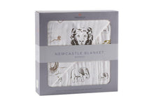 Load image into Gallery viewer, Hear Me Roar Lion and Rhinos and Elephants Newcastle Blanket
